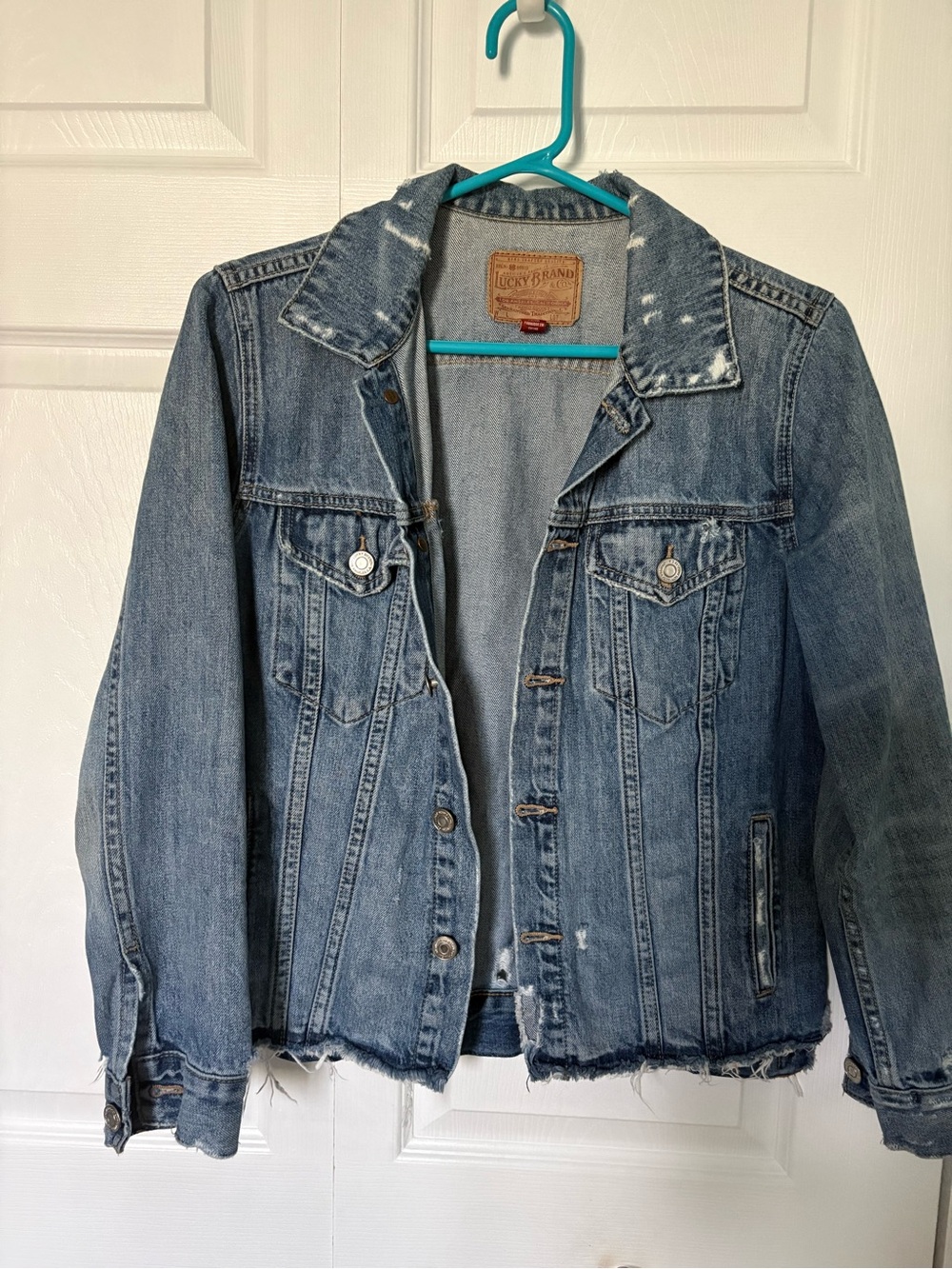 Lucky Brand Light Blue Distressed Denim Jacket